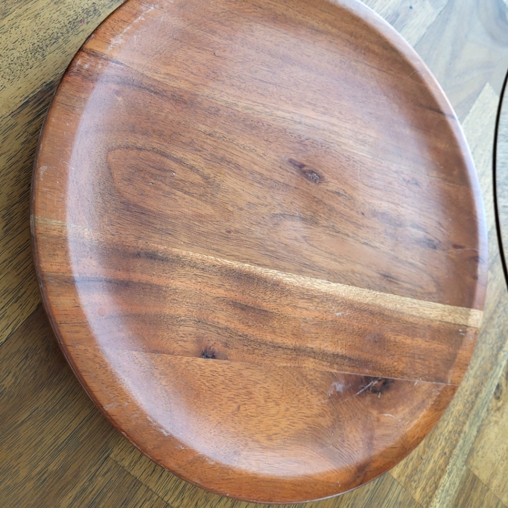 WILLIAMS SONOMA Cheese Bread Circle Board without Handle Walnut